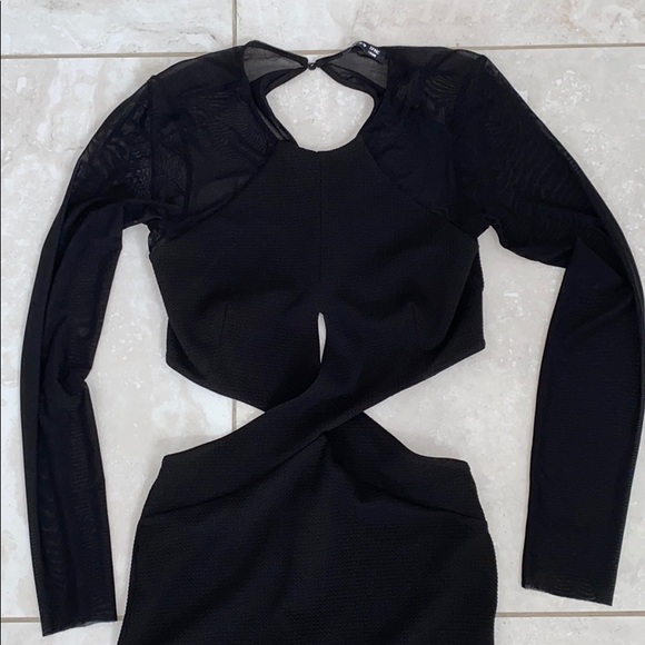 TFNC London Black Cut-Out Dress with Mesh Details - Picture 1 of 8